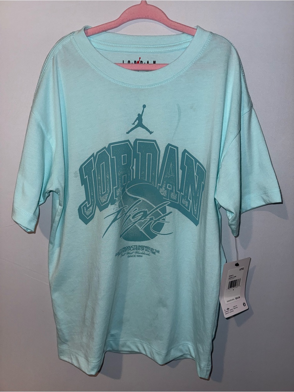 Jordan Girls Flight Graphic T-Shirt Mint Candy S 8-10 NWT